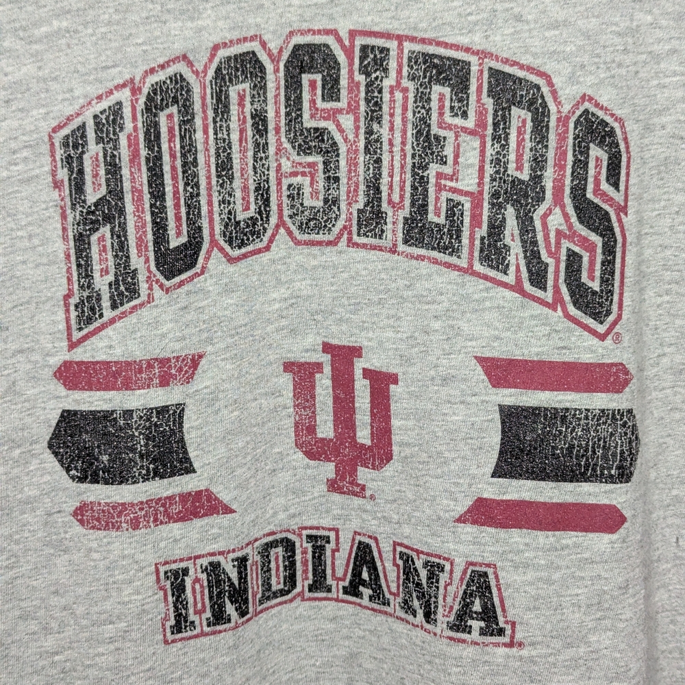 Indiana Hoosiers NCAA T-shirt Large Gray Red Raglan Striped Long Sleeve Graphic - Picture 3 of 9